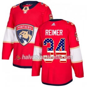 Miesten NHL Florida Panthers Pelipaita James Reimer 34 Adidas 2017-2018 Punainen USA Flag Fashion Authentic